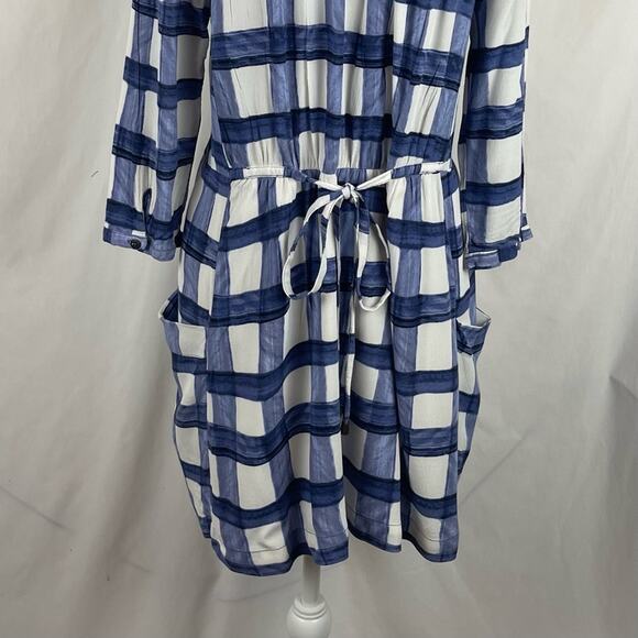 Anthropologie Maeve Blue And White Plaid Cottage Boho Chic Dress NWOT Size M - Picture 7 of 13